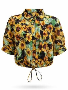 Maeve Anthropologie Sunflower Crop Top 2X